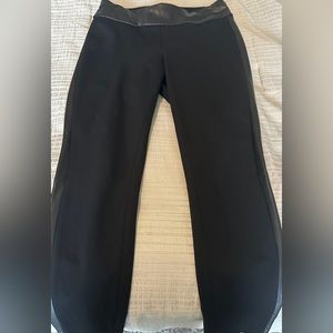 Express Black Tuxedo Faux Leather Leggins. Size M